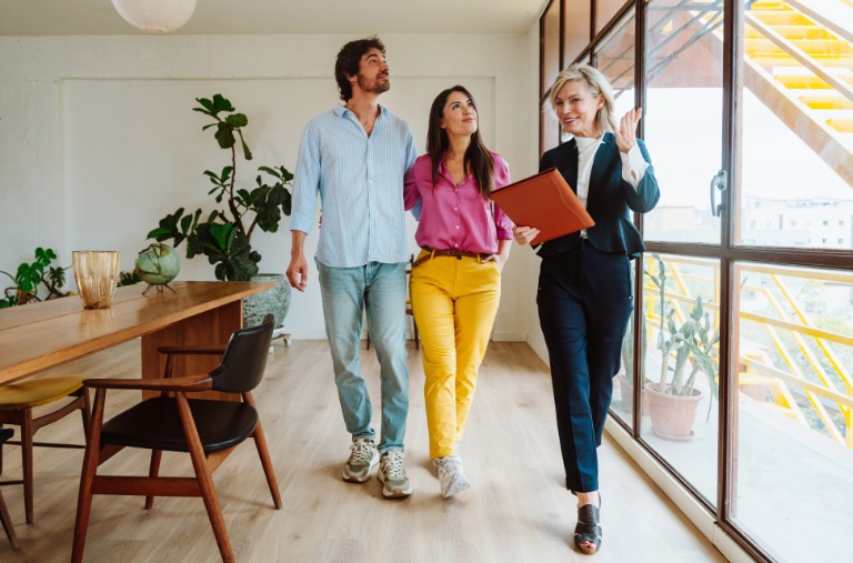 Real estate agent showing an apartment