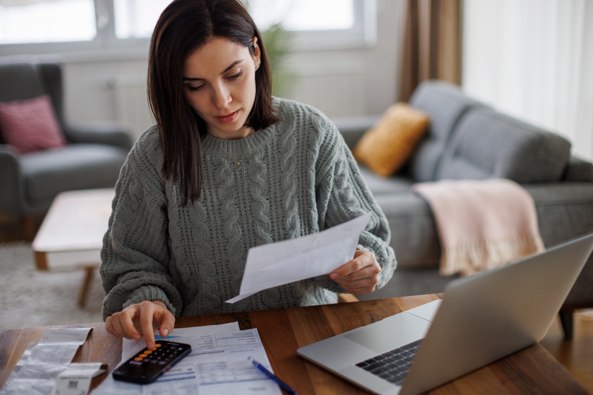 woman checking files